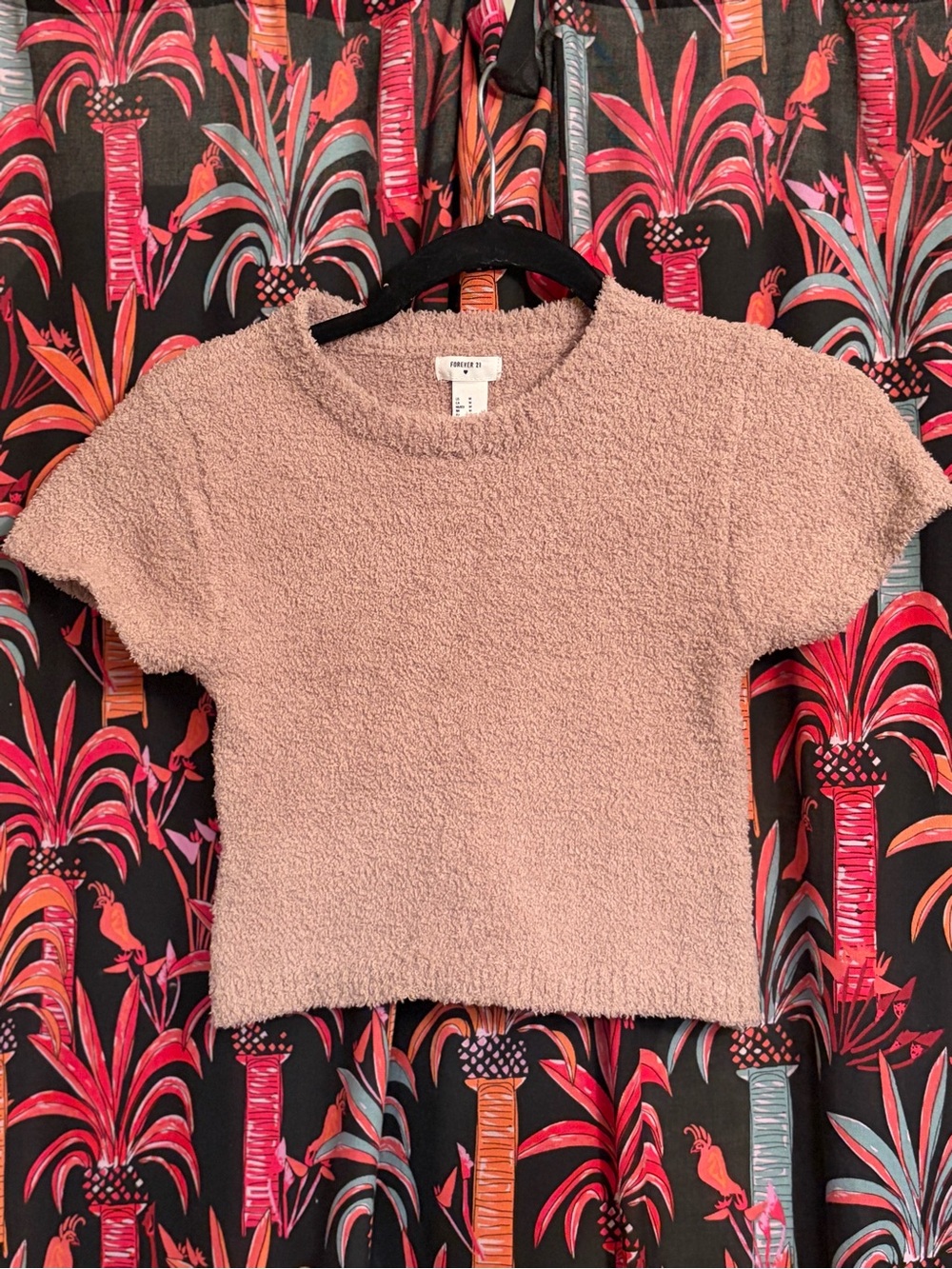 Cozy Textured Short Sleeve Crop Top in tan